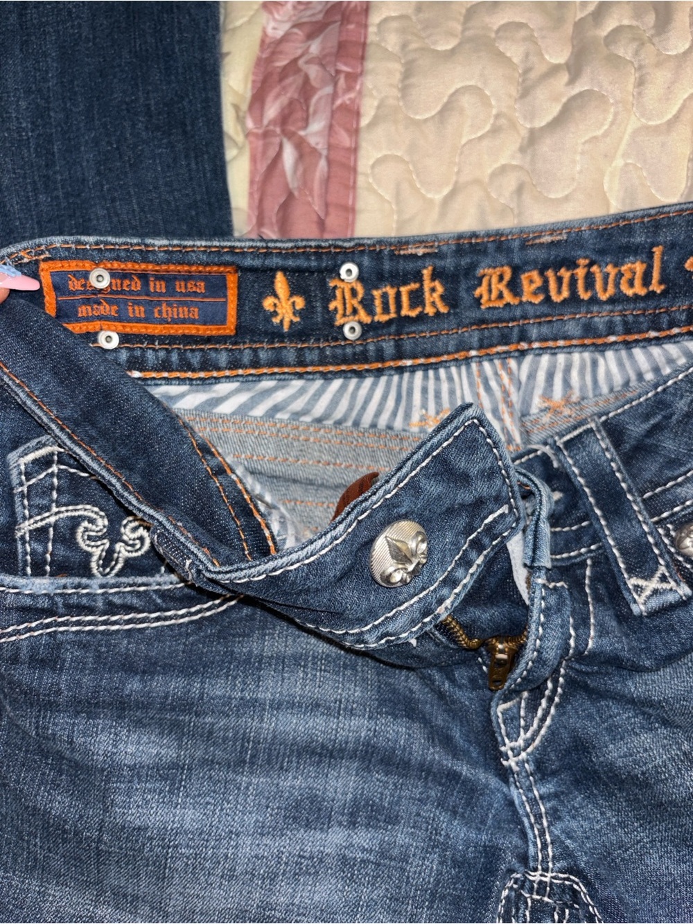 Rock Revival Dark Blue Embroidered Boot Cut Jeans - Picture 10 of 13